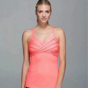 Lululemon wrap it up coral color tank top with a built in bra